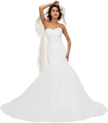 Vista 49 de Vestido de novia formal sin tirantes con encaje, largo de sirena para mujer 2019 WD162