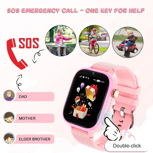 Vista 7 de OKYUK Reloj inteligente para niños, regalo para niñas de 5 a 12 años, reloj 4G para niños, 47 juegos, función de llamada bidireccional con pantalla