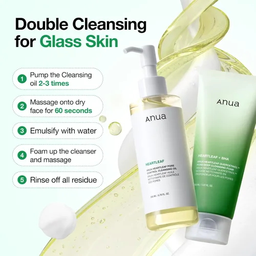 Vista 8 de Anua Heartleaf Aceite limpiador de control de poros, limpiador de poros, cuidado de sebo, limpiador suave de aceite de fusión para cara, seguro