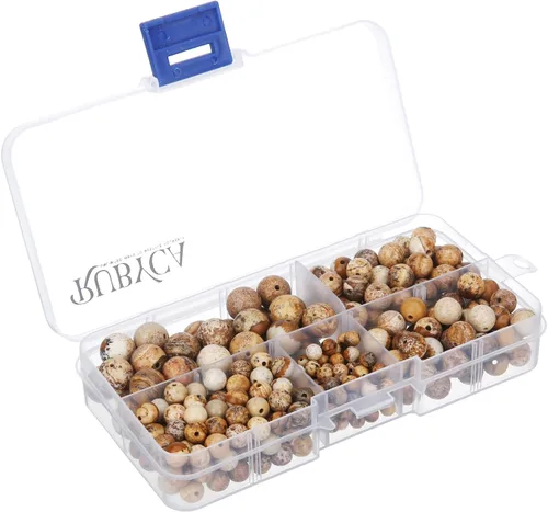 Vista 26 de RUBYCA Natural negro lava piedras preciosas redondas sueltas cuentas organizador caja de plástico fabricación de joyas mezcla tamaños