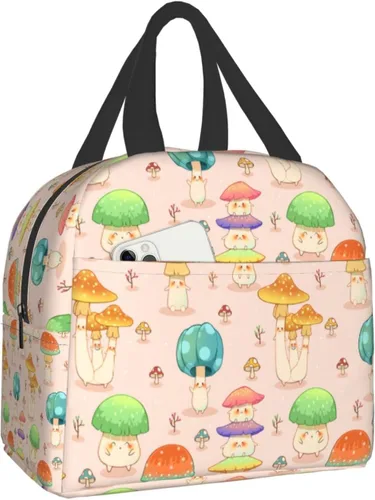 Vista 11 de Bolsa de almuerzo aislada Hmklpi con piñas, bolsillo frontal, reutilizable, con cierre de cremallera para hombres y mujeres