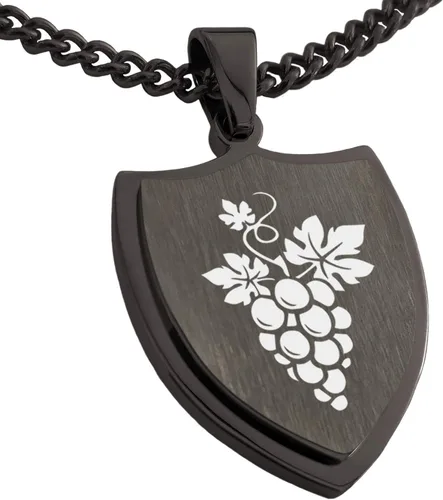 Vista 5 de Collar con colgante de escudo de dioses griegos de acero inoxidable