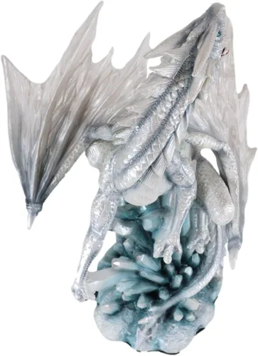 Vista 5 de Ebros Gift Figura decorativa de dragón de invierno de nieve ártica blanca en cristal gigante de hielo de montaña glaciar rocas estatua Winterland