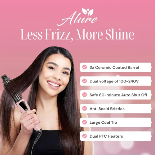 Vista 2 de Alure Cepillo Térmico para Peinar - Rizador/Alisador de Cabello Iónico 3 en 1 con Cerdas de Nailon Anti-Quemaduras, Varita Rizadora Eléctrica