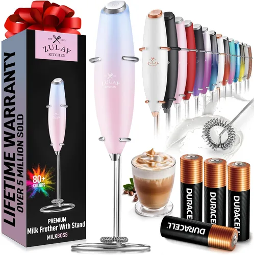 Vista 93 de Zulay Milk Boss Espumador de leche potente manual, hace espuma para latte, batidor para mezclar bebidas, café, miniespumador para capuchino, frappé