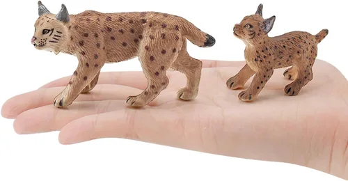 Vista 2 de Bbiamsleep 2 piezas de figura de lince de plástico modelo de lince para decoración de cumpleaños de Navidad