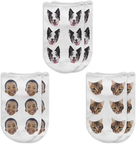 Vista 3 de Calcetines de fotos personalizados, calcetines impresos personalizados con caras de mascotas y personas. Calcetines con imágenes para hombres