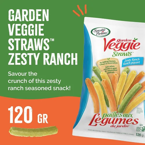 Vista 4 de Sensible Portions Veggie Straws, Zesty Ranch, 120g/4.2 oz. (Importado de Canadá)