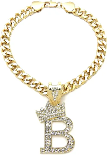 Vista 22 de Collar de cadena con letra inicial cubana para perro, collar de cadena para mascotas, gato, collar para cachorro (S, 25 cm)