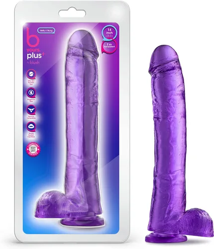 Vista 9 de Blush B Yours Plus Hearty n' Hefty - Consolador de silicona con bolas, pene realista de 1.75 pulgadas de ancho, ventosa, compatible con junta