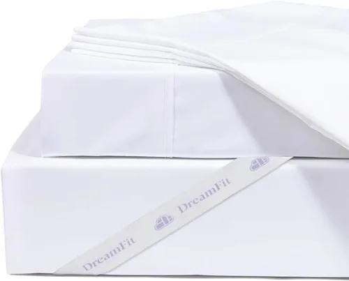 Vista 5 de DreamFit DreamComfort Sábanas de Cama de Microfibra con Tecnología de Enfriamiento StaDry con Correas Elásticas en las Esquinas para Bolsillos Extra