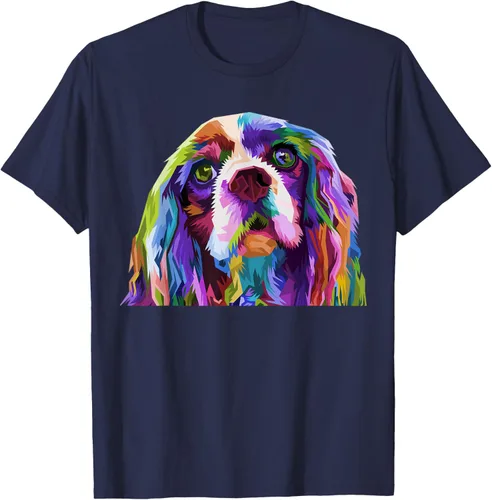 Vista 46 de Camiseta con diseño de Cocker Spaniel de arte pop para dueños de perros, Negro, S
