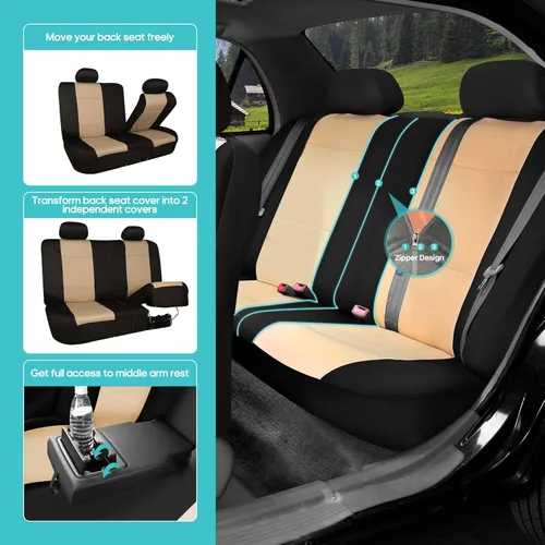 Vista 3 de FH Group Juego completo de fundas de neopreno impermeables para asiento de automóvil, de tres filas y 7 plazas, listas para bolsa de aire
