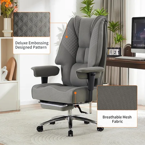 Vista 6 de EXCEBET Silla de oficina grande y alta con reposapiés, silla de oficina ejecutiva de piel sintética con respaldo alto, 400 libras, sillas
