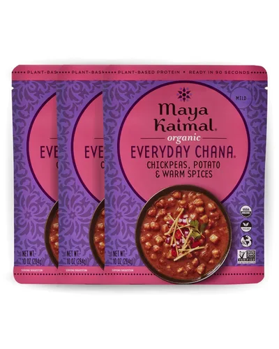 Vista 12 de MAYA KAIMAL Chana orgánica diaria con tomate + cebolla, 10 onzas