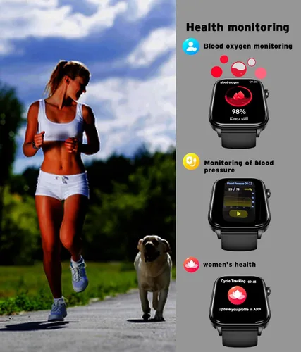 Vista 5 de Reloj inteligente para hombre y mujer, reloj inteligente con pantalla táctil HD de 1.96 pulgadas, más de 100 deportes, presión arterial, frecuencia