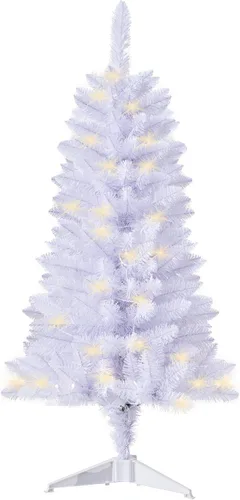 Vista 10 de Árbol de Navidad artificial preiluminado de 3 pies, funciona con pilas, árbol de Navidad de escritorio con 50 LED, 160 puntas de rama, mini Azul-gris