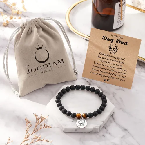 Vista 6 de JOGDIAM Dog Dad Gifts for Men, Dog Charm Bracelets for Dad with Gift Message Card, Fathers Day Jewelry Gifts Dog Lover Gift Ideas for Father's Day