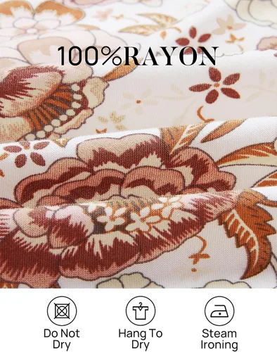 Vista 4 de ZESICA - Vestido de verano largo para mujer, diseño acampanado con cuello cuadrado y volantes, estampado floral y bohemio, para la playa