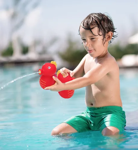 Vista 7 de DolliBu Seahorse Bath Buddy Squirter - Juguete de baño flotante de goma de caballito de mar rojo, divertido juego de baño para niños pequeños, lindo
