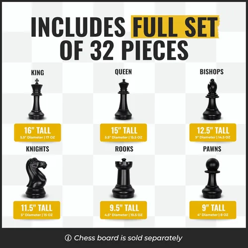 Vista 4 de MegaChess Juego de ajedrez gigante con tamaño King de 16 pulgadas de alto, un juego de ajedrez grande para familias que buscan juegos gigantes al