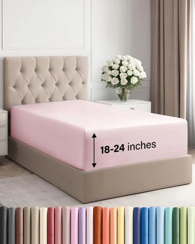 Vista 57 de Sábana bajera ajustable extra profunda Twin XL – Sábana bajera individual de lujo de hotel solamente – Se adapta fácilmente a colchones de 18 a 24