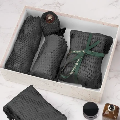 Vista 7 de Papel de embalaje de panal de abeja, papel de embalaje de 12" x 100', alternativa sustitutiva para envoltura de amortiguación de burbujas para Negro
