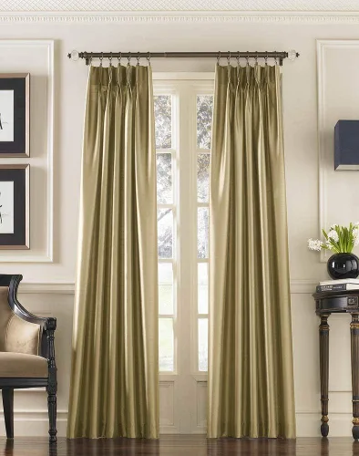 Vista 4 de Curtainworks Cortina Marquee de Seda Sintética con Pliegues Pinzados, 1 Panel, 30 por 84 pulgadas, Bronce