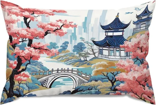 Vista 49 de ArogGeld Funda de almohada blanca con flores chinoiserie, funda de almohada para sofá, diseño floral verde y blanco, funda de almohada de lino A-12