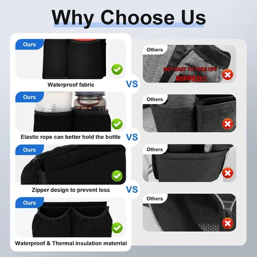 Vista 4 de Portavasos de viaje para equipaje para maletas manos libres, accesorios de viaje, accesorio portavasos para bebidas de equipaje de mano, regalo Negro