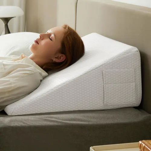 Vista 14 de Bedluxe - Almohada en forma de cuña, almohada de cuña de cama de 8 pulgadas, almohada elevada para el cuerpo para el apoyo de la espalda, reflujo