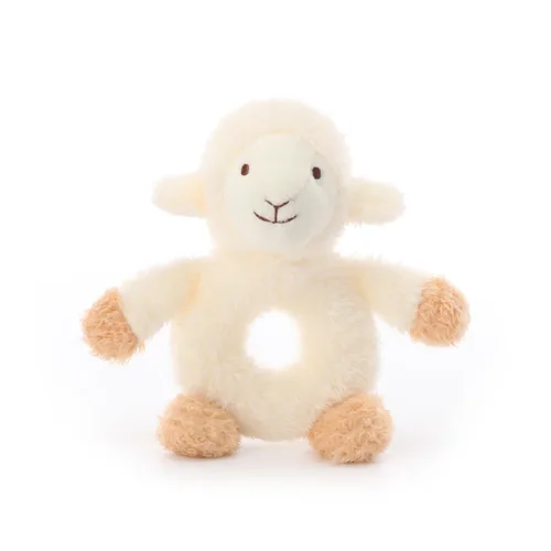 Vista 3 de Apricot Lamb Baby Lovey - Sonajero suave de cordero, animal de peluche para recién nacido, agitador suave con agarre de mano para más de 0 meses