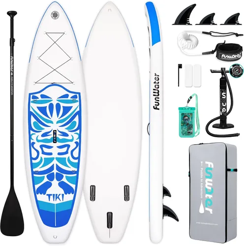 Vista 15 de FunWater Inflatable Stand Up Paddle Board with Beginners SUP Accessories 10'6'' SUP,Anti-Slip EVA Deck,Versatile Yoga/Big Fin Inflatable Paddle