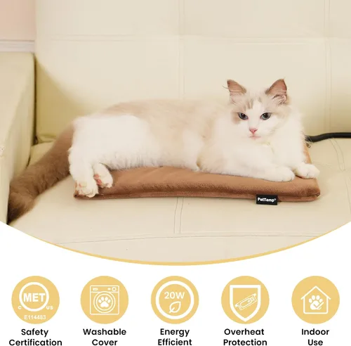 Vista 3 de Almohadilla térmica para mascotas para gatos y perros, interior y exterior, impermeable, con calefacción, cama para perros, cable resistente a