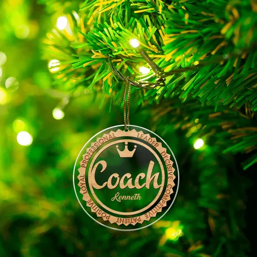 Vista 3 de CUBICER Juegos de adornos personalizados para entrenadores, instructor, adornos acrílicos blancos, decoraciones colgantes de pino de Navidad