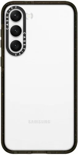 Vista 177 de CASETiFY Funda de impacto para Galaxy S22+ - Adhesivo Aries Moross, color negro transparente