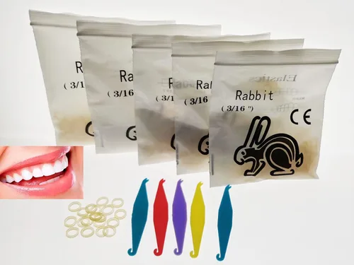 Vista 5 de 500 unidades DentalSmile Amber Elastic Latex Braces 3/16 ortodoncia bandas de goma pesadas 6.5oz bandas de látex dental dentista ideal para rastas