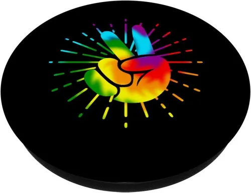 Vista 3 de Peace Sign Retro Hand Symbol Tie Dye 60s 70s Hippie Pattern PopSockets PopGrip: Swappable Grip for Phones & Tablets