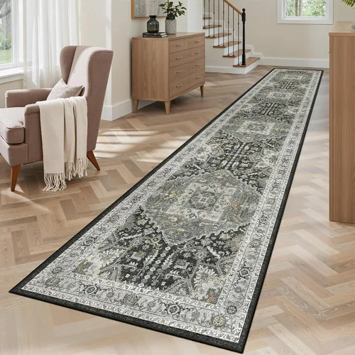 Vista 277 de Madane Alfombra lavable de 2 x 3 pies, alfombra de entrada pequeña, antideslizante, vintage, para entrada interior, alfombra de pelo bajo