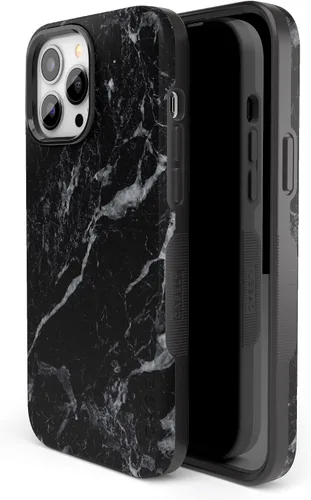 Vista 10 de Casely Funda para iPhone 13 mármol negro perla Diseño protector audaz Compatible con MagSafe