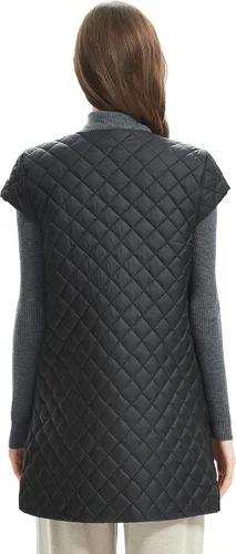 Vista 3 de Chaleco largo acolchado para mujer, ligero, con mangas casquillo, con bolsillos
