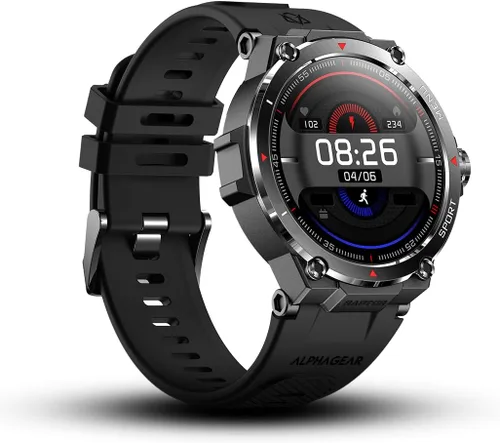 Vista 5 de ALPHAGEAR Raptor Smartwatch para hombre, reloj inteligente táctico resistente, IP69K + 5ATM resistente al agua, batería de 21 días, llamadas