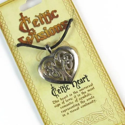 Vista 3 de Celta Corazón para amor peltre colgante en Ajustable Cable Collar