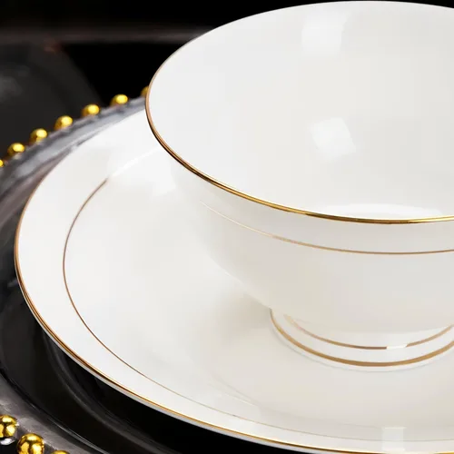 Vista 5 de Tazones de cerámica para sopa – Cuencos pequeños con borde dorado de 10 onzas – Porcelana de hueso premium – para helado, arroz, guarnición