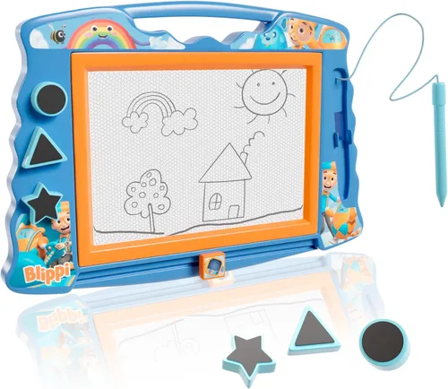 Vista 11 de Lollipop Baby Shark - Pizarra de dibujo magnética con lápiz capacitivo y 3 sellos, para niños o niñas (azul).