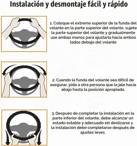 Vista 4 de Funda para Volante de Automóvil, Protector de Volante de Vehículo de Cuero Antideslizante y Transpirable de 15 Pulgadas con Sensación Cómoda Negro