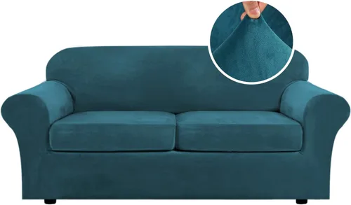 Vista 39 de H.VERSAILTEX - Funda elástica para sofá de 2 piezas, funda protectora de terciopelo, suave, con parte inferior elástica, con un ancho de hasta 49