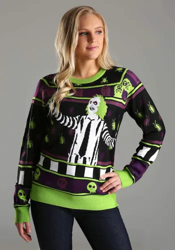 Vista 5 de Beetlejuice It's Showtime! Suéter de Halloween para adultos