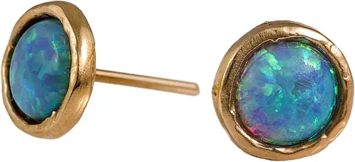 Vista 2 de Aretes de ópalo – Aretes de tuerca de 0.236 in – Aretes minimalistas de ópalo para mujer