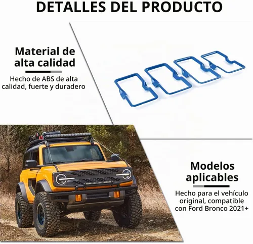 Vista 3 de RAZPOY para salida de aire acondicionado de Bronco, 4 piezas de cubierta de anillo de ventilación de salpicadero de consola central compatible